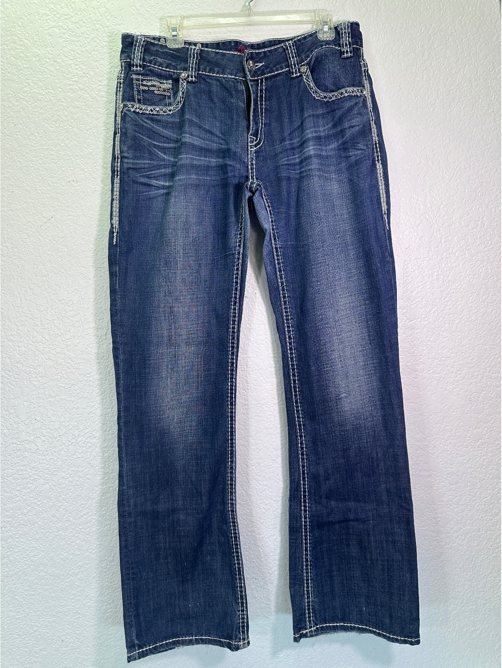 Women’s Sz 33x34 Rock N Roll Cowgirl Jeans Mid Rise Sequin Boot Cut